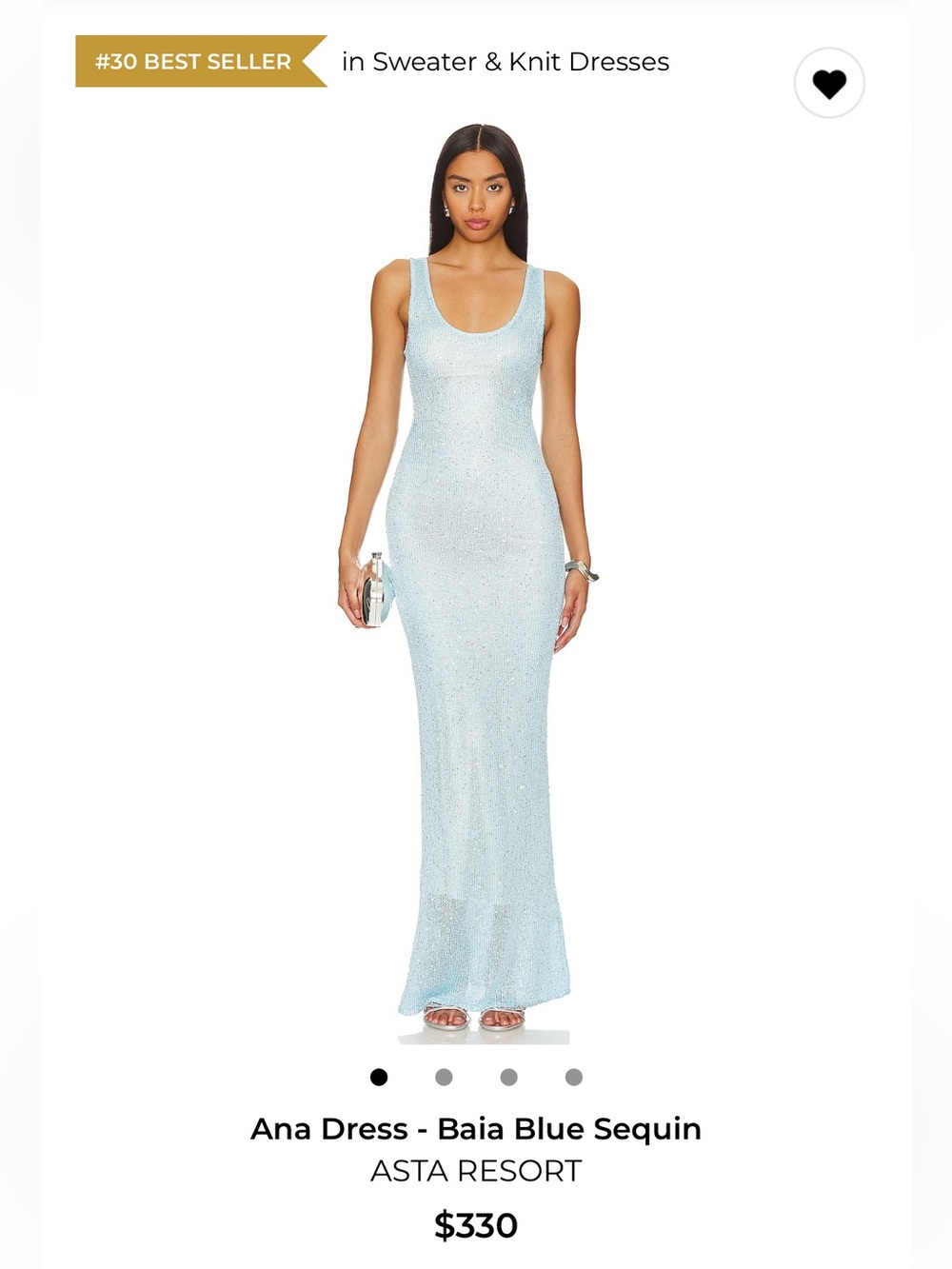 Asta Resort Baia Blue Sequin Maxi Dress, Medium